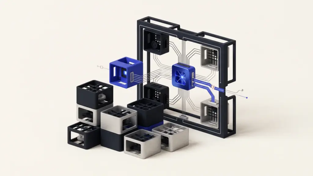 Modulare Illustration zu Open Source und dem Cyber Resilience Act